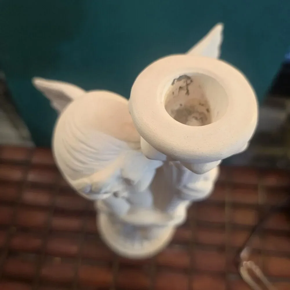 Vintage Ceramic Cherub Candle Holder 12.5